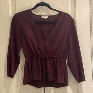 Burgundy Wilfred blouse with tie string